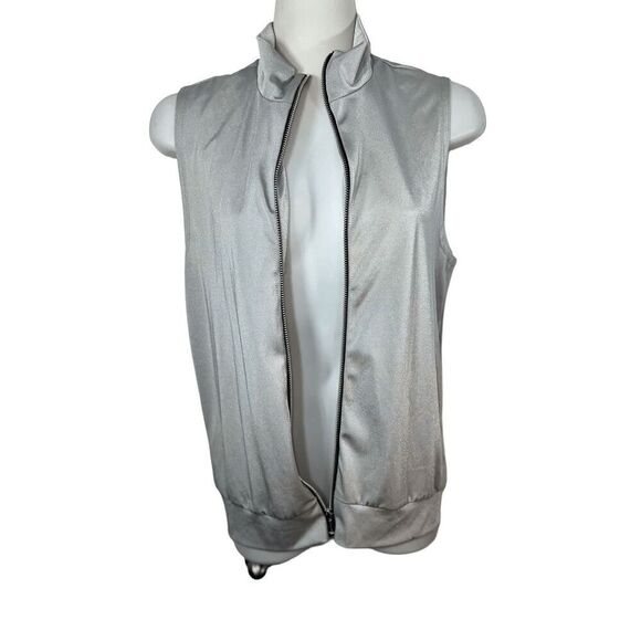 Kelle Metallic Silver Vest Dance Costume Size L Unisex Child Zip Up Kids Youth - Picture 4 of 9
